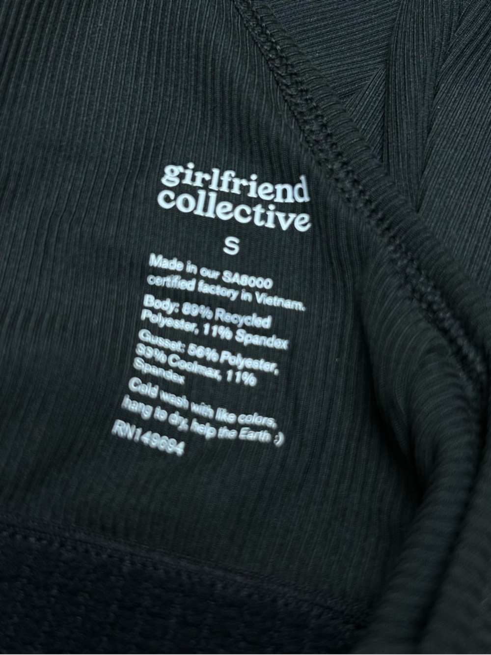 Girlfriend Collective Black Marlow High Neck Bodysuit Size M NWOT - Picture 3 of 6